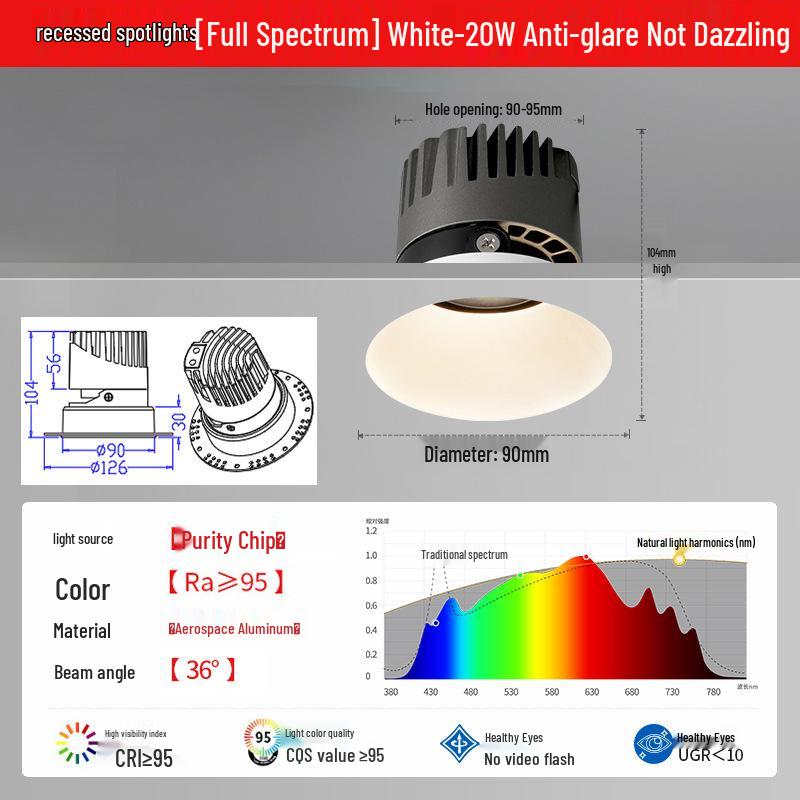 High CRI Frameless Anti-Glare COB Spotlight for Home & Hotel