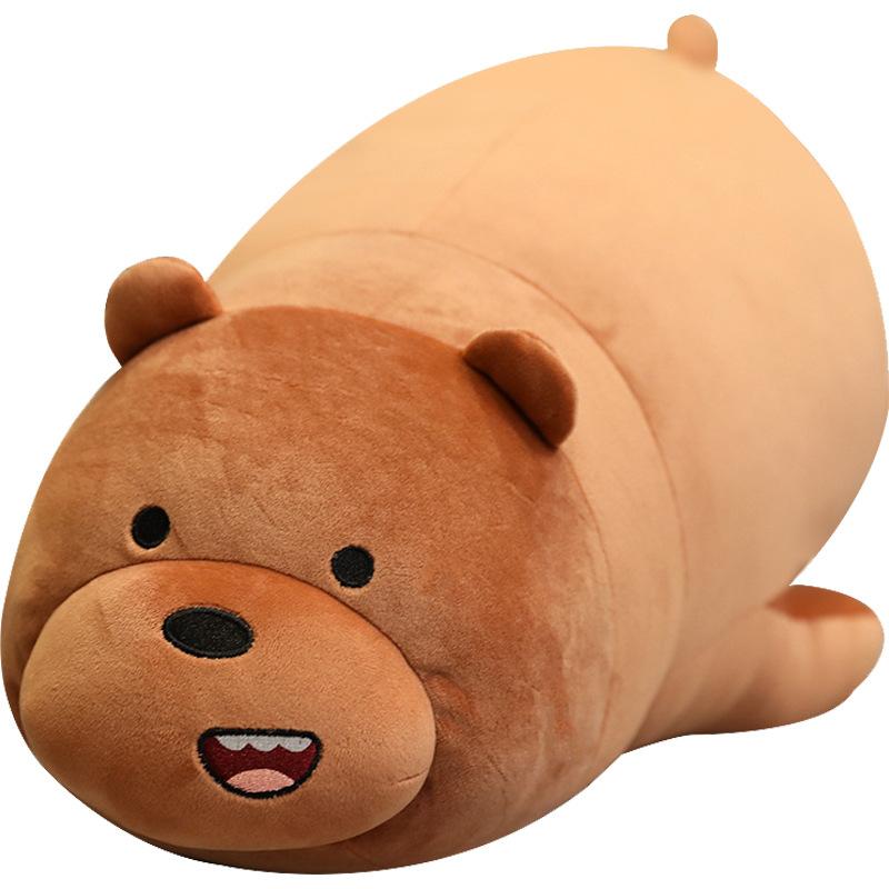 Cute Three Little Bears, Our Naked Bear Doll Plush Toy Polar Bear Cheap Bear Big White Bear Funny Bear Throw Pillow