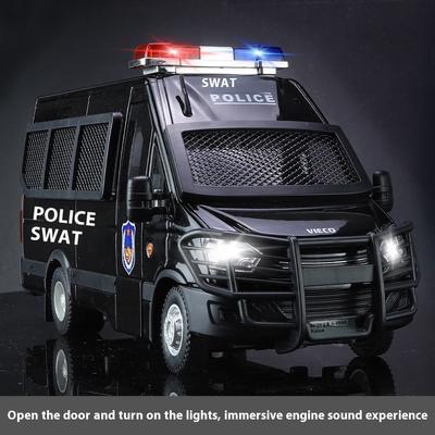 1:24 Mastelio IVECO Policijos Lydinio Automobilis Metalinis Modelis Garsas ir Šviesa Atgal Traukiamas Žaislas Interjero Papuošalai Vaikų Žaislai Dovanos Doiplay