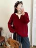 Plus Size Faux Two-Piece Casual Sweater for Women - Winter 2025 Loose Versatile Knitwear Style #23289