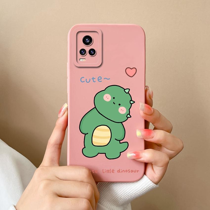 For Vivo V15 S10 Y75 S16 V17 Y77 Phone Bags Naughty Cartoon Dinosaur Patterns Camera Protection Shockproof Silicone Cover Case For Vivo Bumper Housing