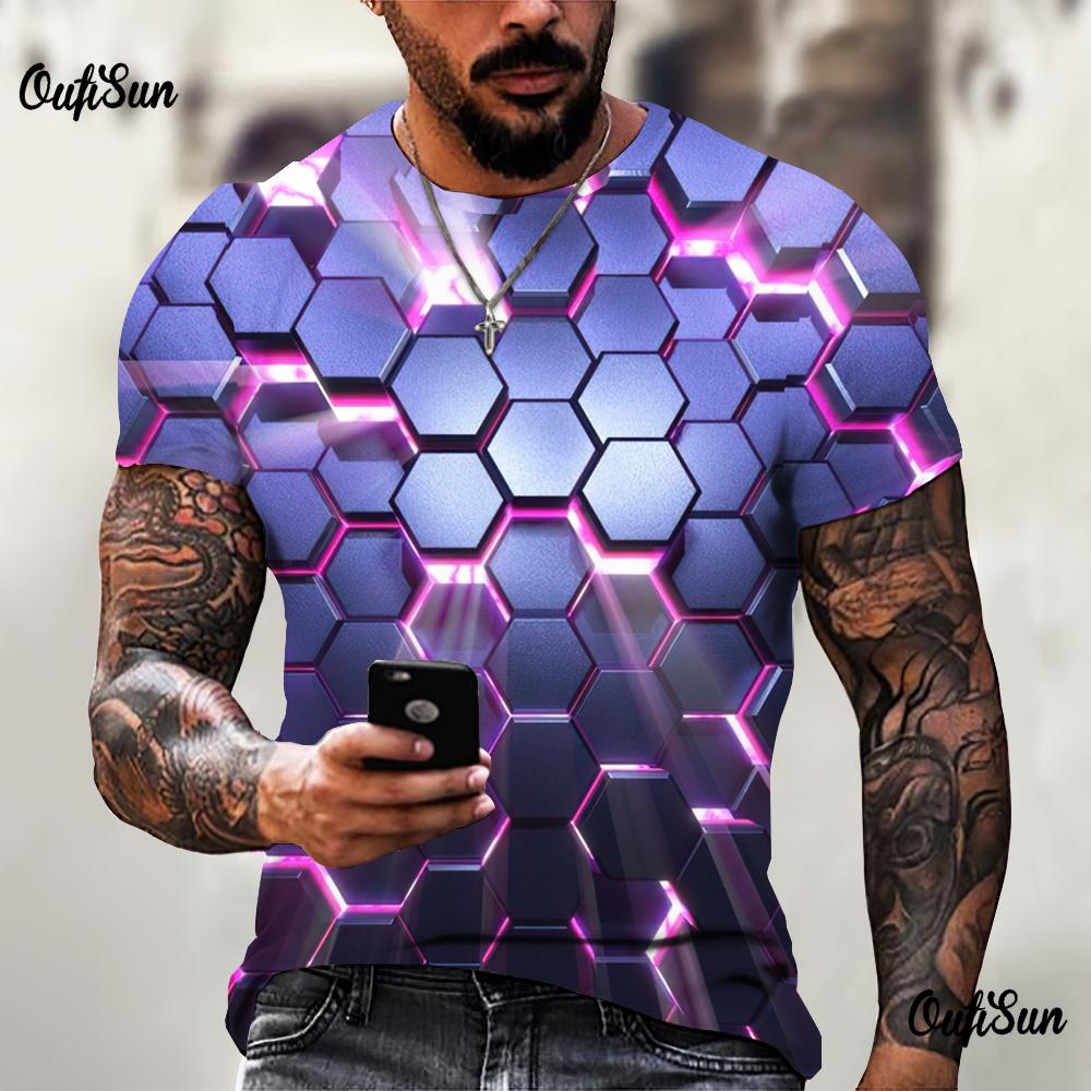 3D tričko pro muže Móda Hip Hop Topy do O Krátký rukáv Abstraktní Harajuku Pánská trička Nadměrná trička Košile Muž Oblečení