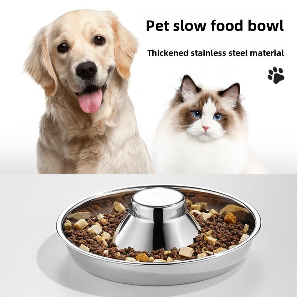Large Capacity Slow Feeder Bowl Stainless Steel Dog Feeding Bowl New Weaning Bowl for Puppy Cats