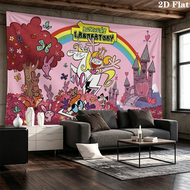 Dexter 's laboratory Wall Tapestry Aesthetic Wall Hanging Printed Fabric Blanket Decorative Tapestries for Bedroom Living Room Home Decor