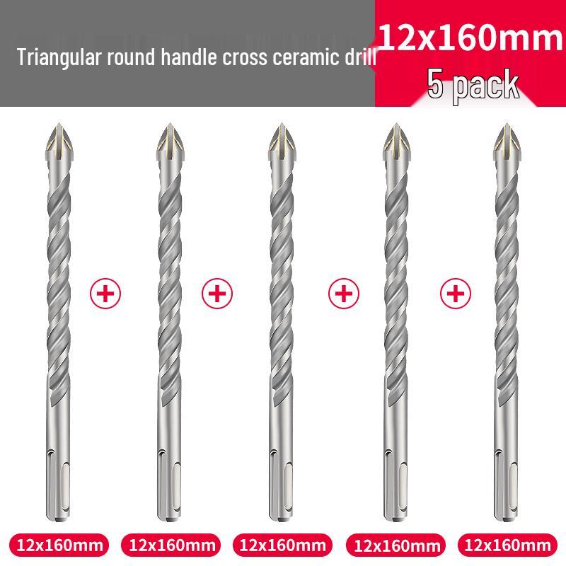 Triangle Tile Ceramic & Concrete Alloy Twist Drill Bit with Cross Round Shank