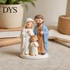 Hand Painted Nativity Decor Christmas Scene Figurine, Cartoon Manger Baby Jesus Resin Craft Religious Blessing Gifts for Home, Creative Indoor Holiday