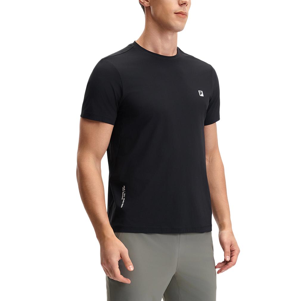 Fila Fitness Fashion Casual Solid Color Short Sleeve T-Shirt Men Tops Deep-Black A11M521127ABK
