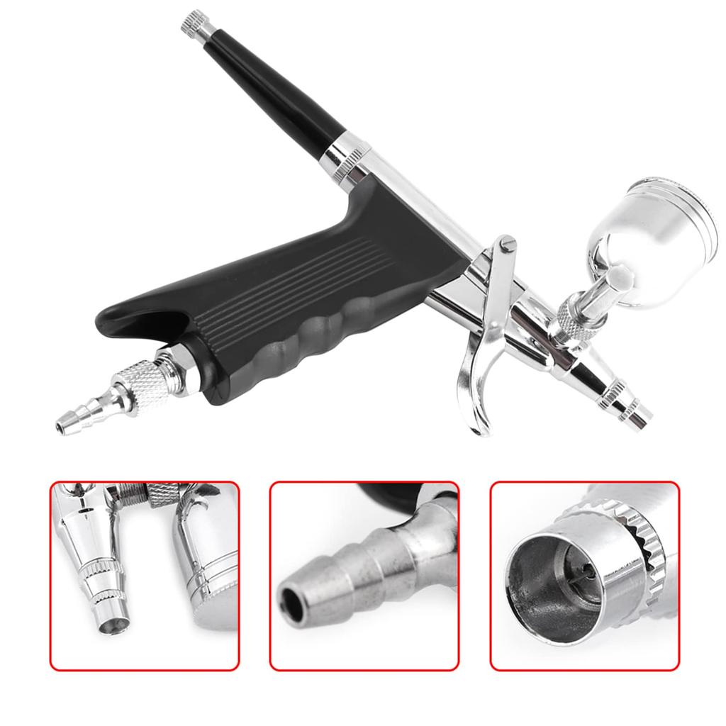 Yusat Multipurpose 2-Cup Side-Feed Spray Gun with Trigger for Airbrush Art Painting, 166