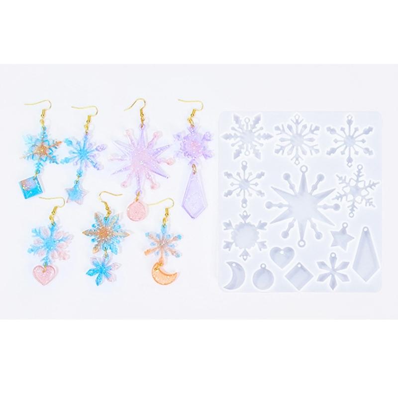 Χριστουγεννιάτικα Σκουλαρίκια Καλούπι Εποξειδική Ρητίνη Σιλικονούχα Καλούπια DIYs Κρεμαστό Νιφάδα Χιονιού Καλούπι Σκουλαρικιών Μπρελόκ Εργαλείο Κοσμημάτων Εποξειδικής Ρητίνης