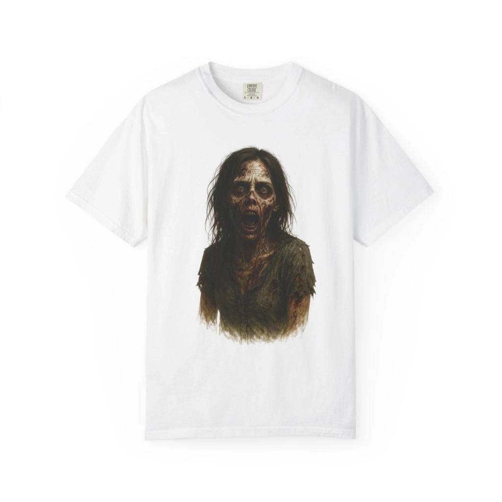 Zombie Girl Portrait T-shirt, Unisex Tee, Halloween Shirt, Grunge Graphic Top,
