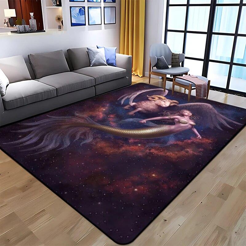 Twelve Constellations Printed Carpet Household Rug Children's Room Living Room Chair Bedside Modern Simple Floor Mat Kawaii Rug