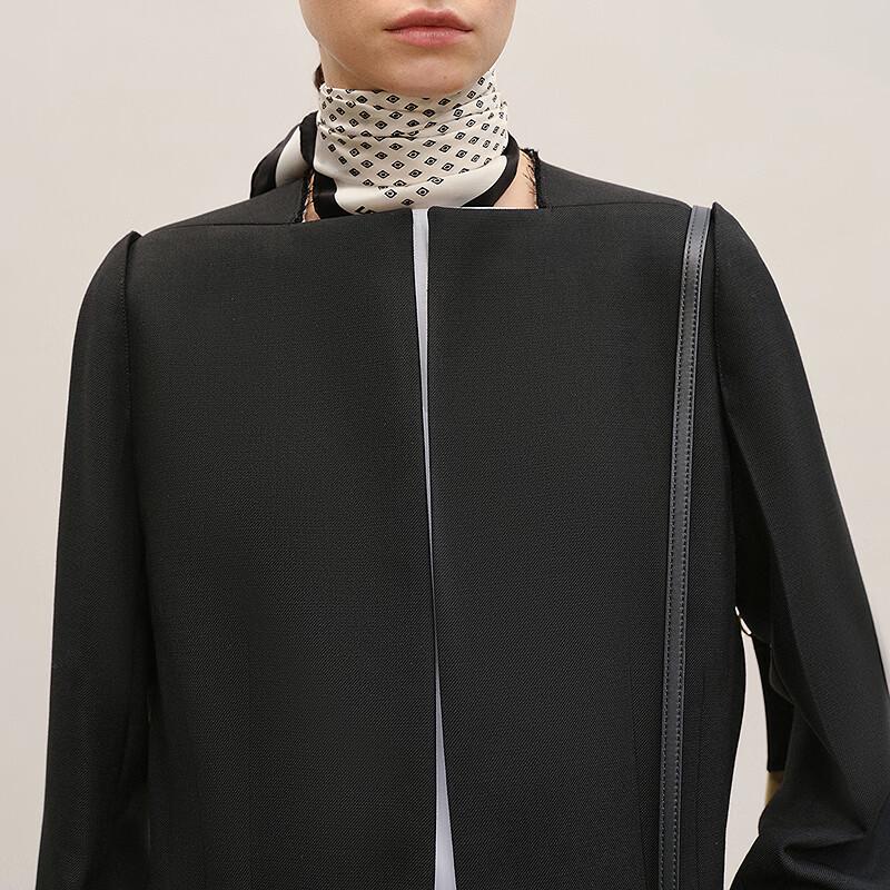 2026 Spring Collection Collarless Straight Fit Long Blazer