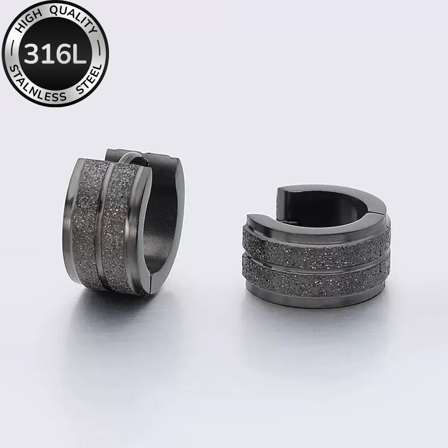 1 Pair of 316L Minimalist Hip-hop Style High-quality 316L Stainless Steel Golden Earrings, Double-layer Matte Finish, Unisex Versatile Earrings