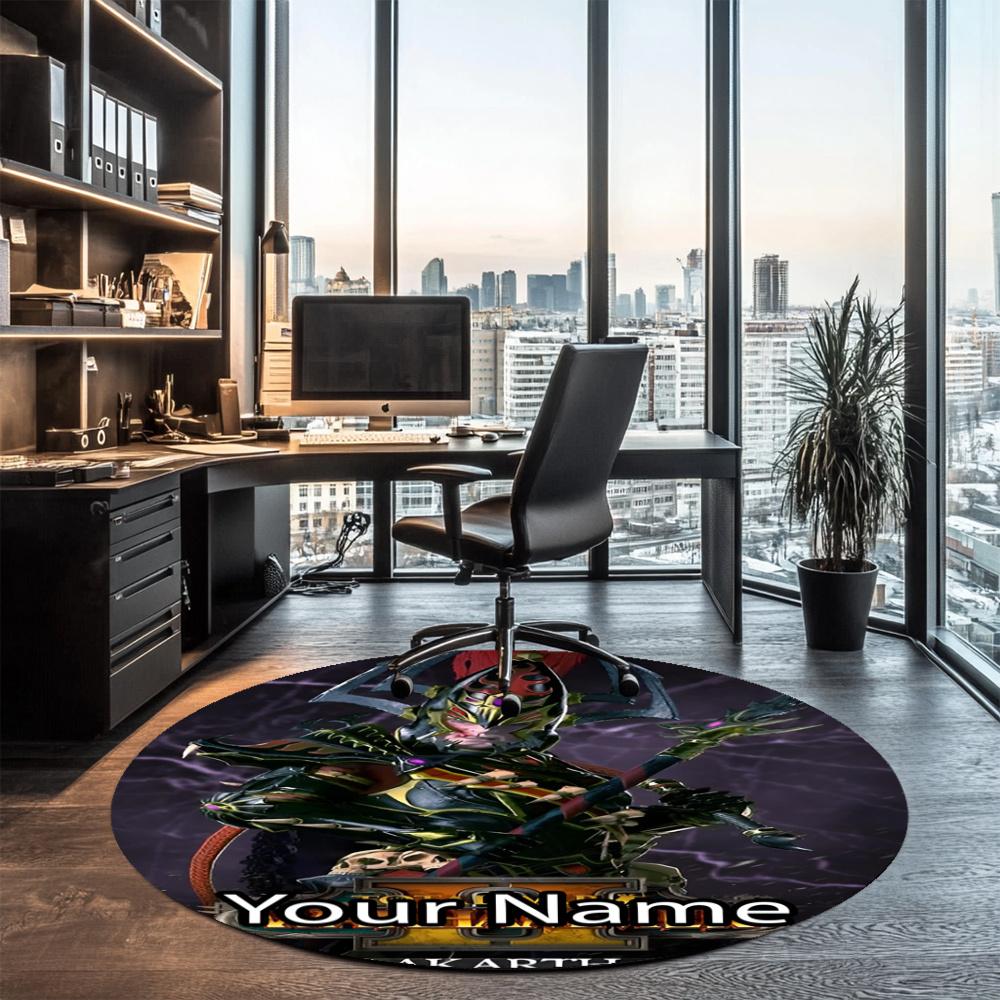 Custom Name Total War Warhammer Printed Round Rug Carpet Chair Rug Area Rug Entryway Doormats,for Office Chair Living Room Bedroom Kitchen Room.
