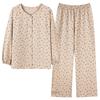 Pajamas women's spring and autumn pure cotton long-sleeved autumn new floral cardigan large size women's clothing can be worn outside loungewear suit