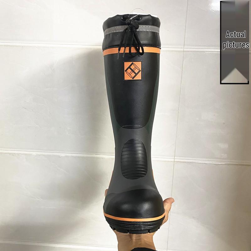 Men's High-Top Steel-Toe Puncture-Proof Rubber Rain Boots – All-Season, Anti-Smash, Soft Protective Footwear