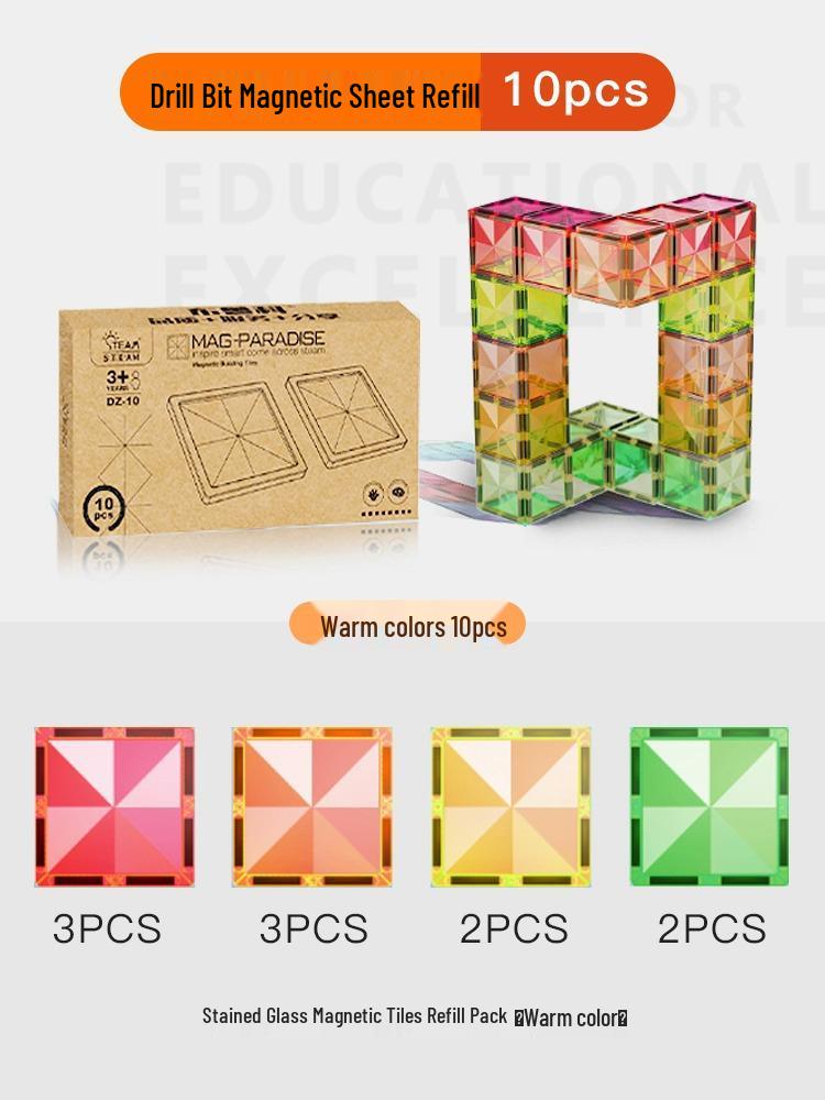Children s Magnetic Stained Glass Building Tiles and Sticks - Educational Puzzle Toy for Boys and Girls