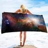 Ice Blue Deep Nebula Night Sky Beach Towel Printed Towel for Bohemian Style Beach Trip