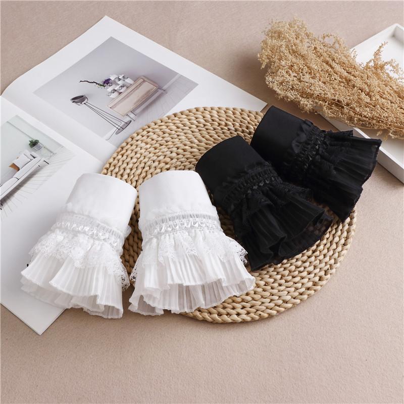 Perfect Match Detachable Sleeve Fake Cuffs For Women Shirt Multi Layer Ruffles Solid Color False Cuffs Wristband Decorative Clothing Accessory