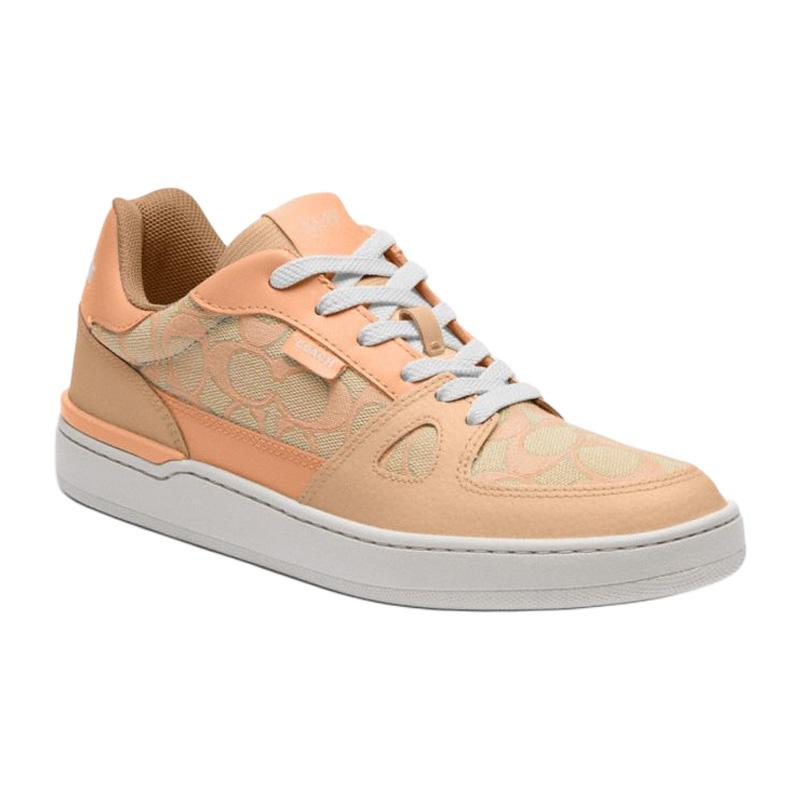 Coach Clip Leather Round Toe Lace-Up Low-Top Sneakers Women sneakers Pink CU098-S9W