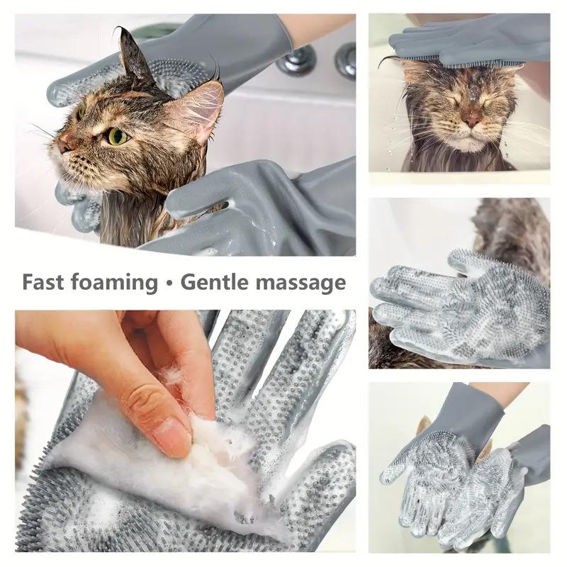 Durable Silicone Pet Bathing Gloves: Anti-Scratch & Bite Cleaning Gloves for Cats and Dogs