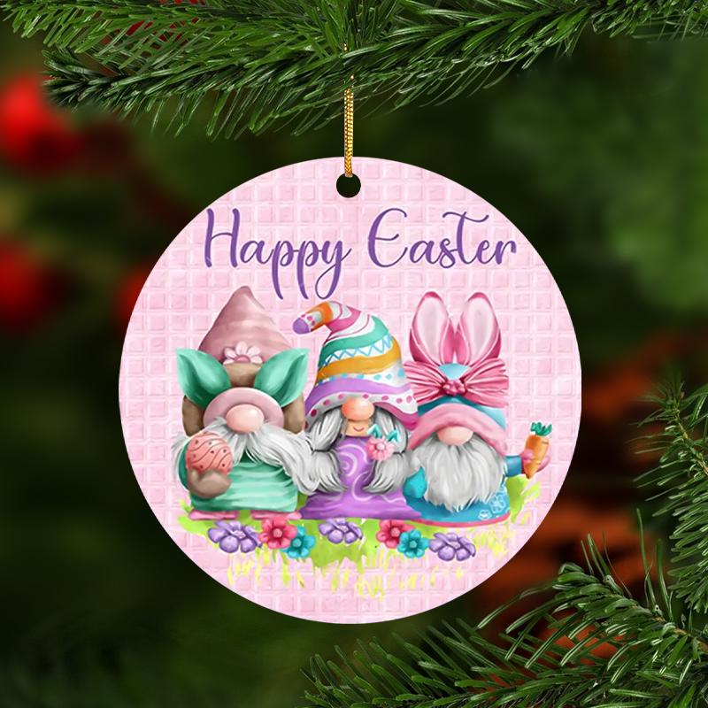 

2D односторонний розовый карлик, золотая веревка, акриловый кулон, елочные украшения, автомобильный подвесной орнамент, интерьер, пасхальный домашний декор, подвески, оконные завесы, кулон