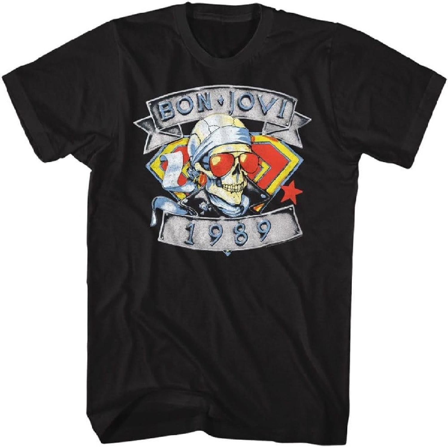 Bon Jovi - Mens 1989 Skull Man Short Sleeve T-Shirt S