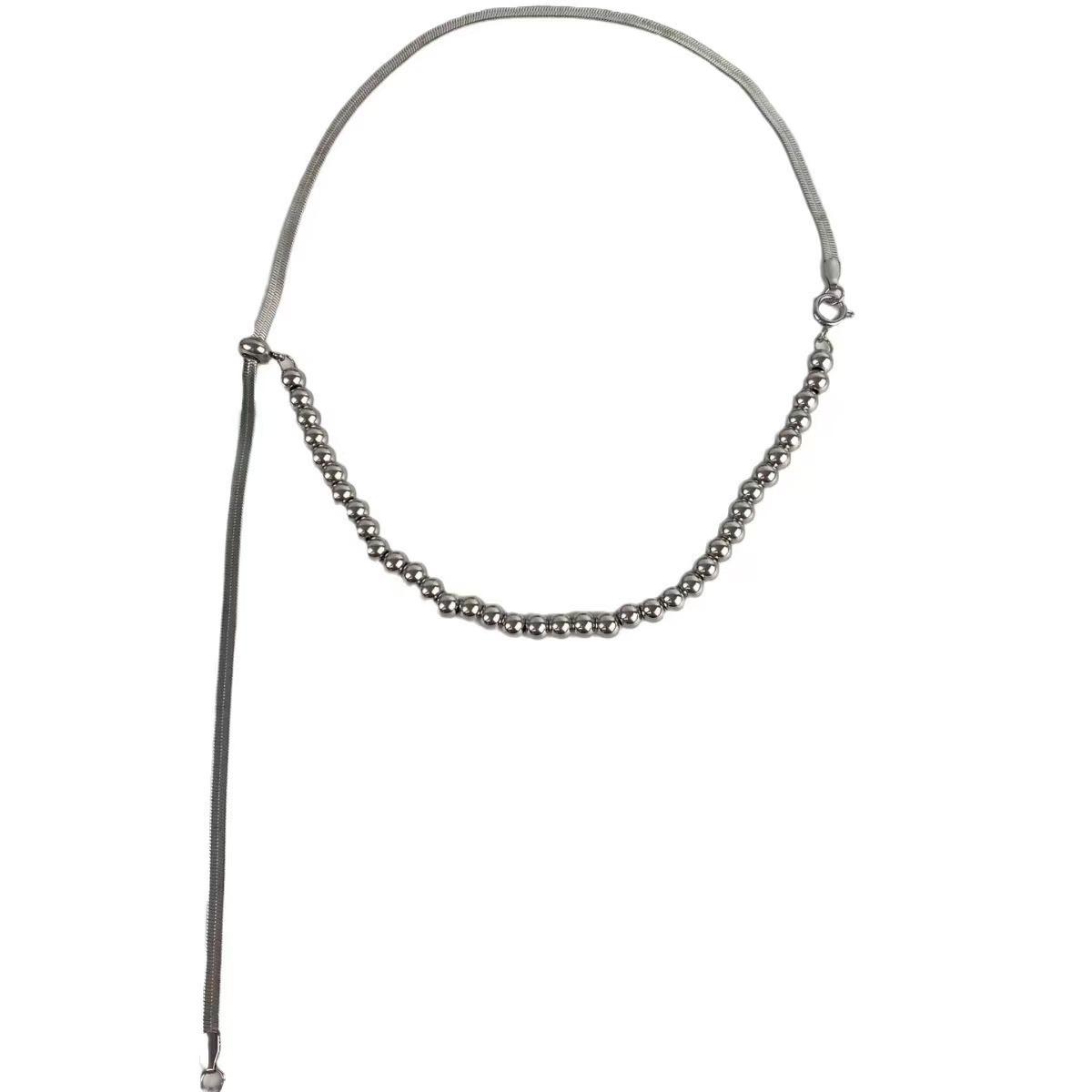 

Simple design small steel ball necklace women s 1111 new popular pull sweater chain light luxury niche autumn and winter neck chain