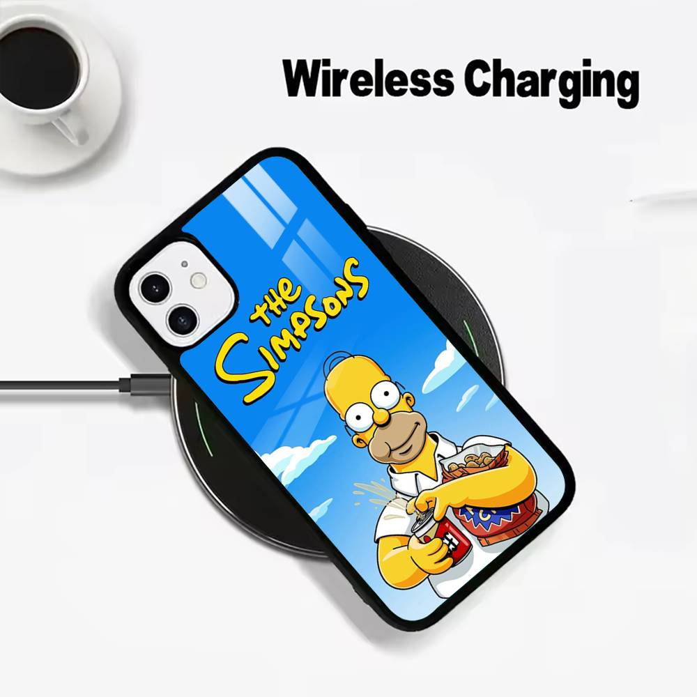 Simpsons-Funny Cartoon Phone Case For IPhone17 16 15 14 13 12 11  Pro Max 16/15/14Plus Wireless Charger Cover Funda