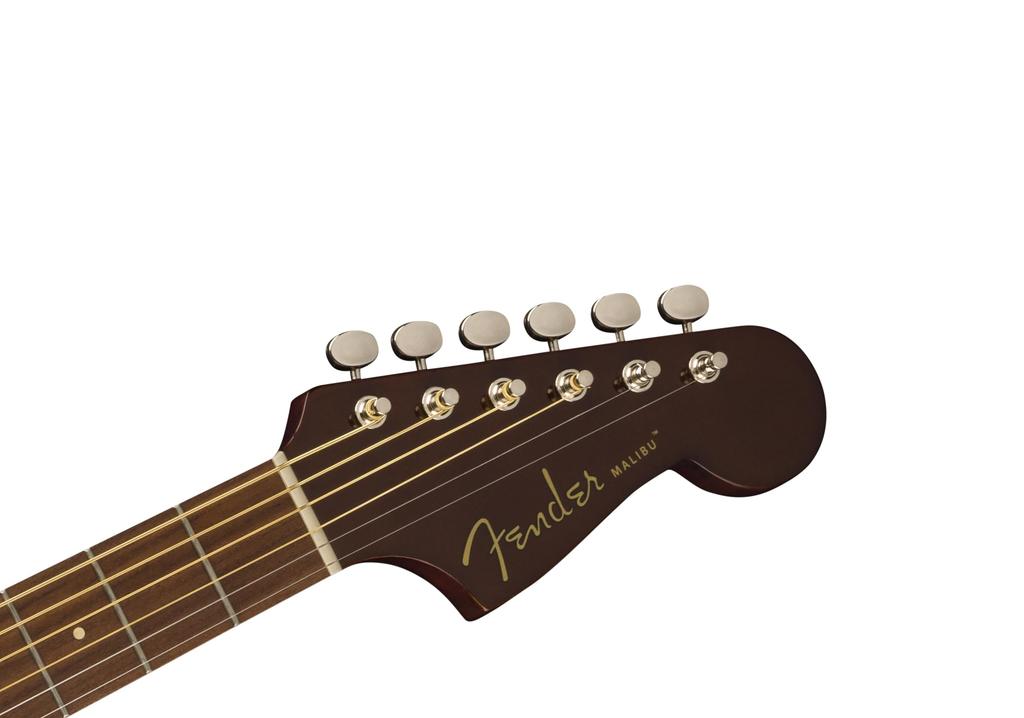Fender Malibu Player Walnuss Gold mit Softcase Akustisch-Elektrische Gitarre, Griffbrett, Schlagbrett, Natur,
