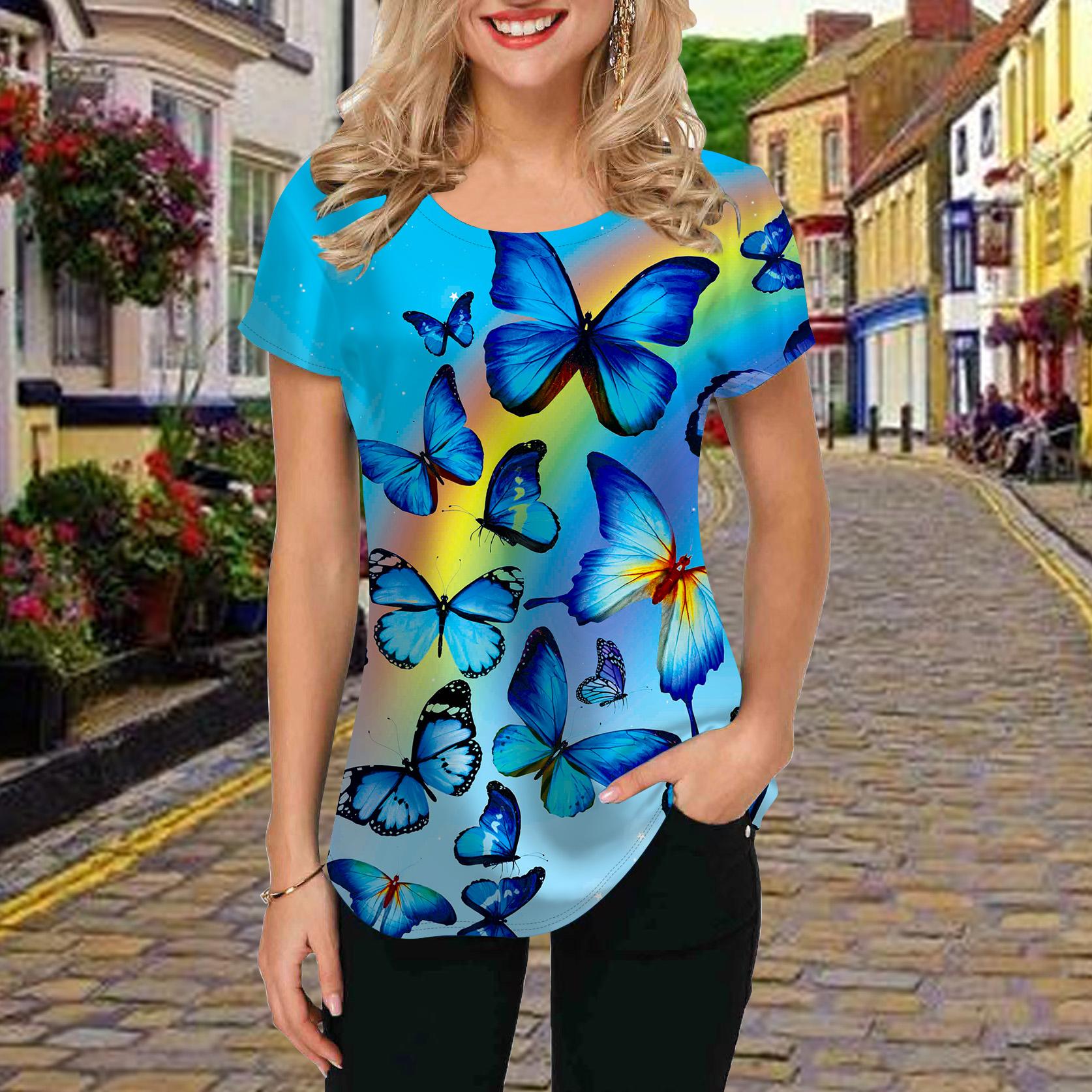 Модная женская футболка с принтом «Садовая бабочка» — фото 2