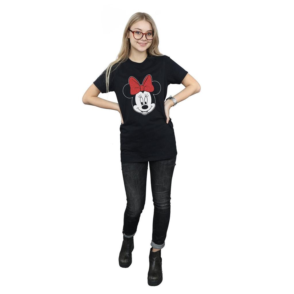 Disney Womens/Ladies Minnie Mouse Head Cotton Boyfriend T-Shirt