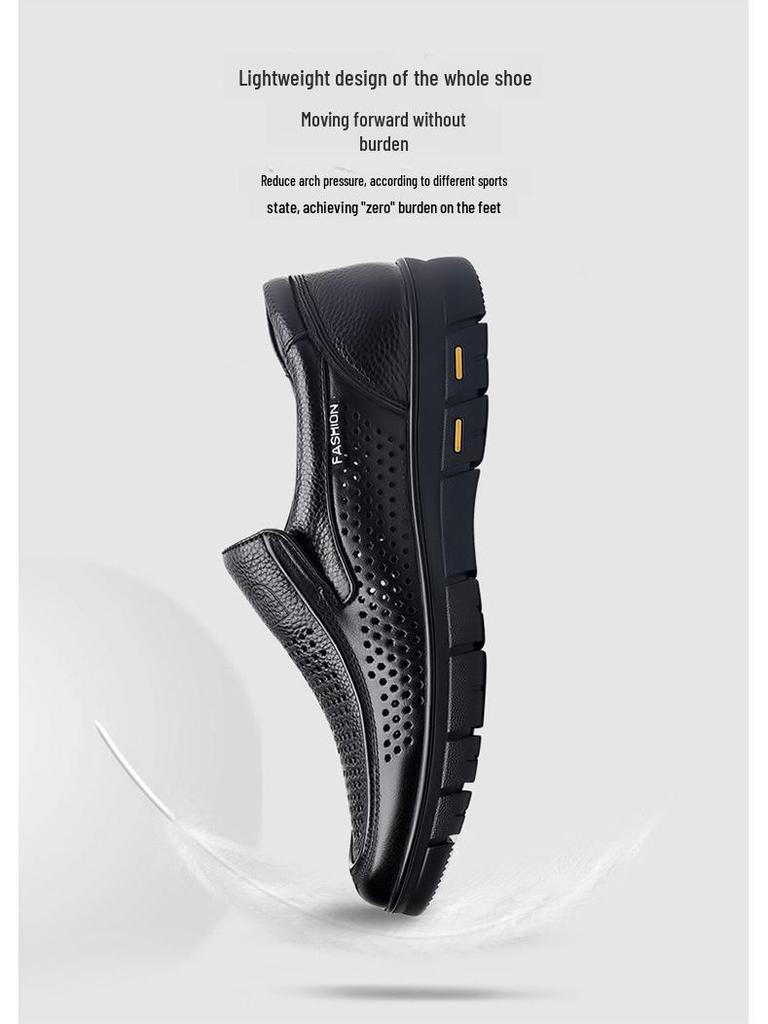 Men's 2025 Genuine Leather Sandals - Comfortable, Breathable, Soft Sole Dad Shoes