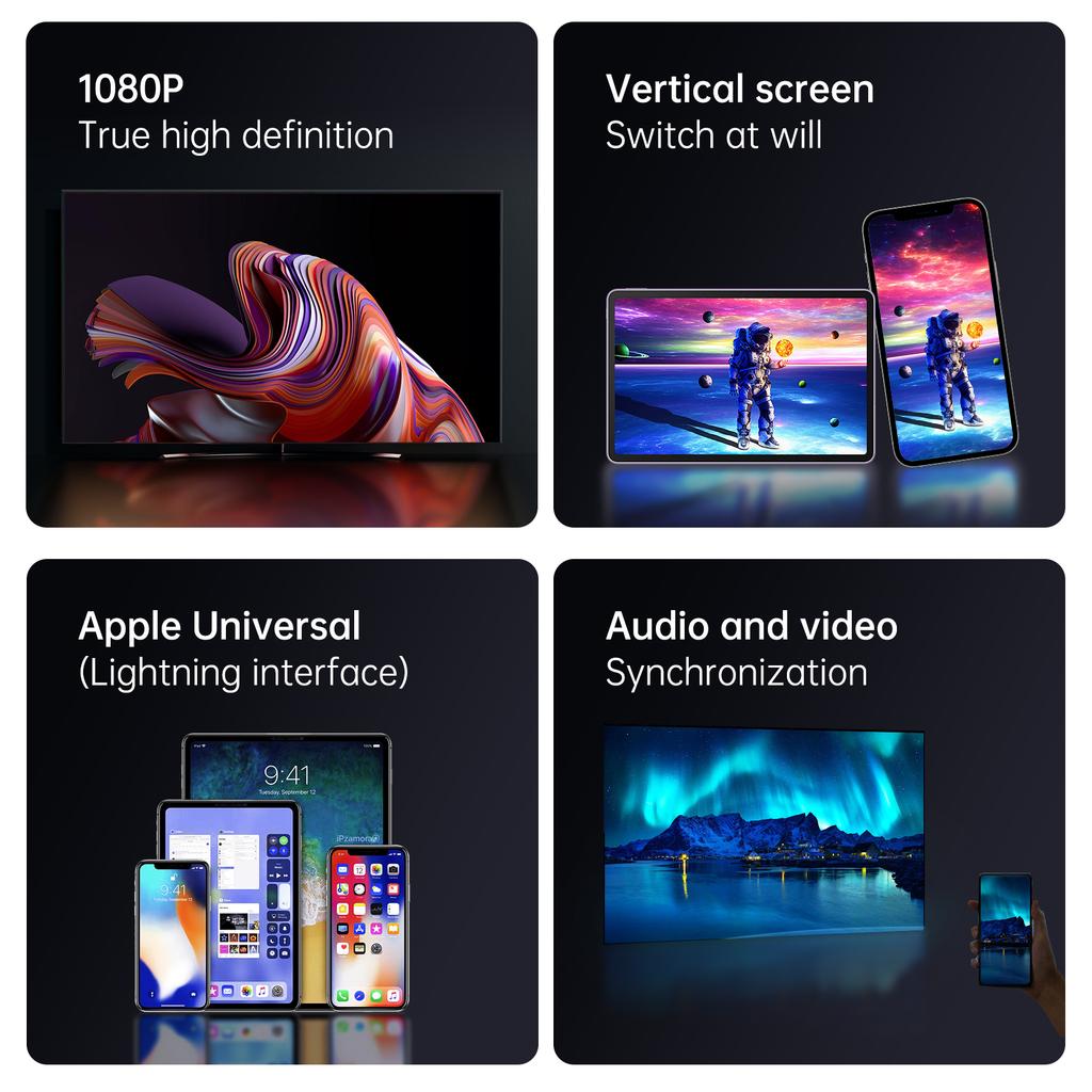 4m Lightning to HDMI Cable 2K HD Digital AV Adapter Sync Screen Connector for iPhone to TV Projector