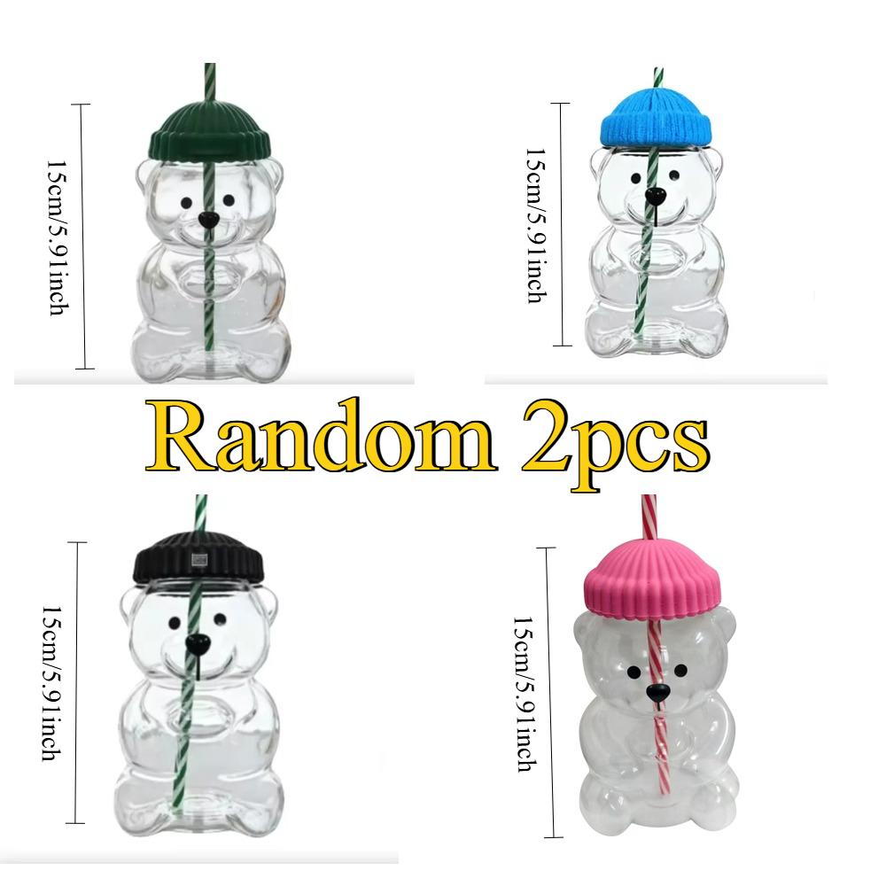 New Bearstraw Cup, 20Oz Cute Bear Glass Tumbler With Reusable Straw - Viral Animal Design For Smoothies, Boba & Iced Coffee