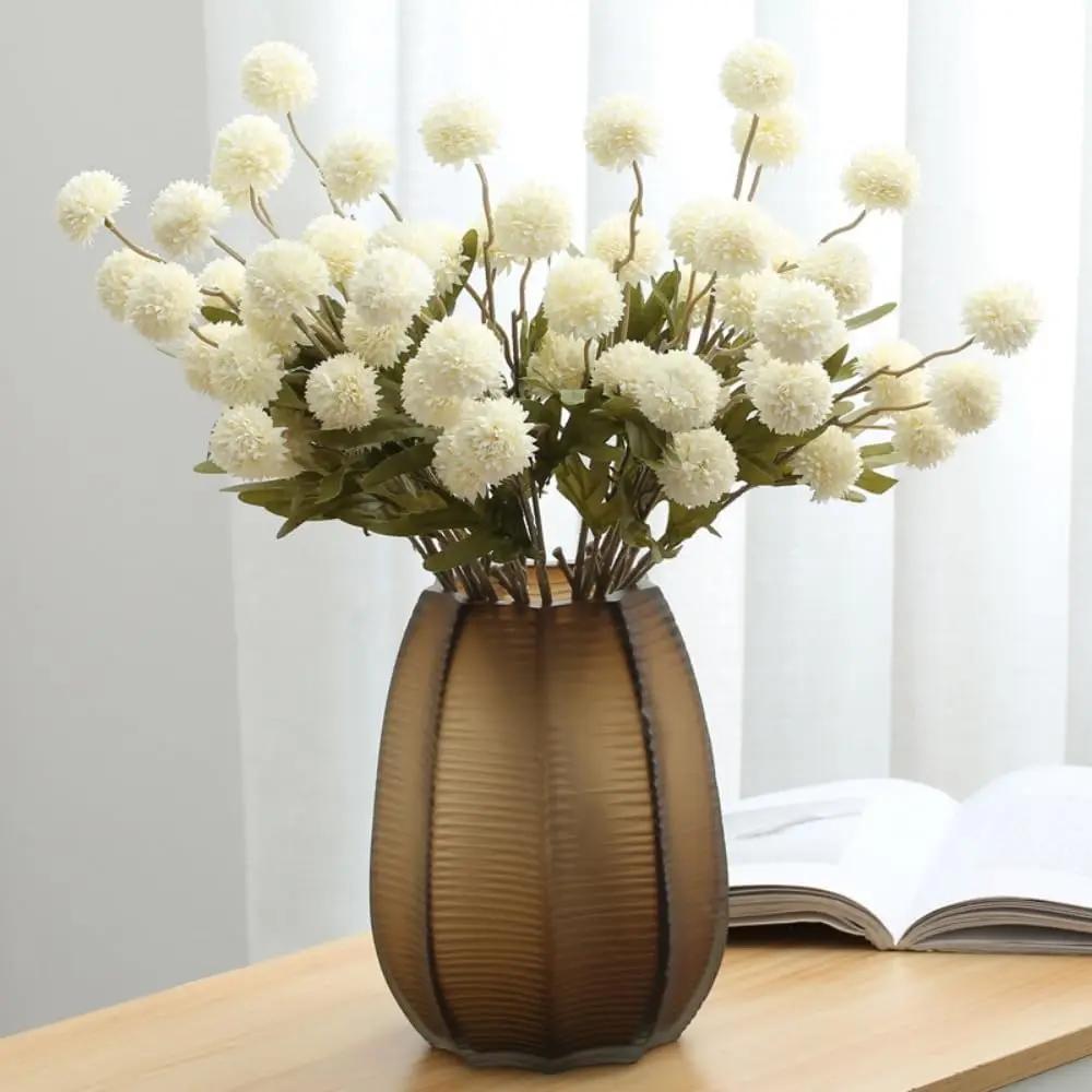 12pcs Pompon Mum Artificial Flower Faux Silk Mini Chrysanth with Stems for DIY Bouquet Centerpieces Office Wedding Decoration