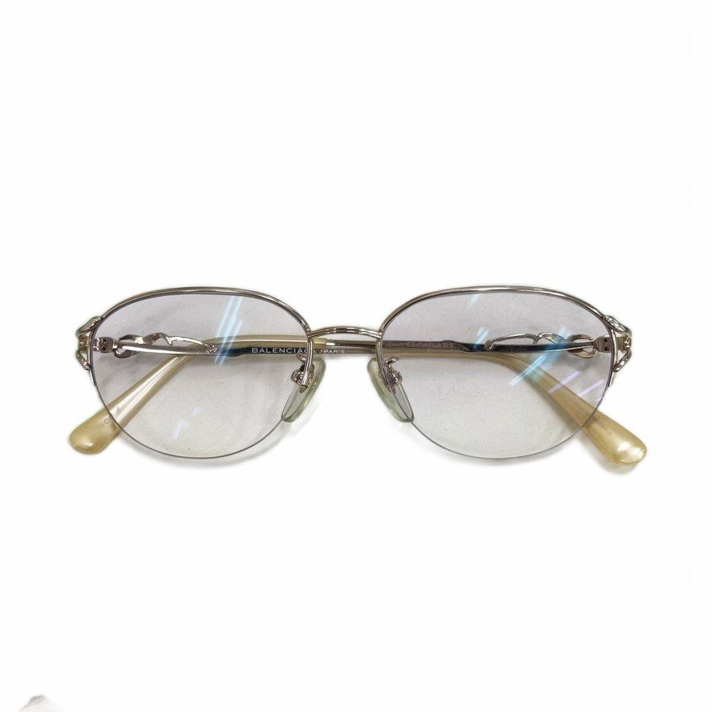 Used BALENCIAGA Glasses Half Rim Prescription 5016-135 Silver Color GY18 /MQ