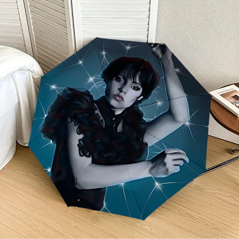 

1pc Wednesday Automatic Folding Umbrella] Durable Iron Frame & Rod, Portable Folding, Makes a Great Holiday Gift yy251016279