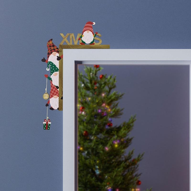 2pcs Beautiful Christmas Door Frame Decorations for Doors and Windows Festive Wood Hanging Ornaments, Christmas Gift