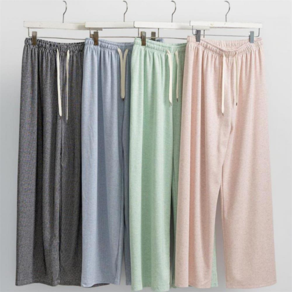 New Arrivals Open Run Women Pastel Stripe Loose Fit Homewear Span Wide Pants
