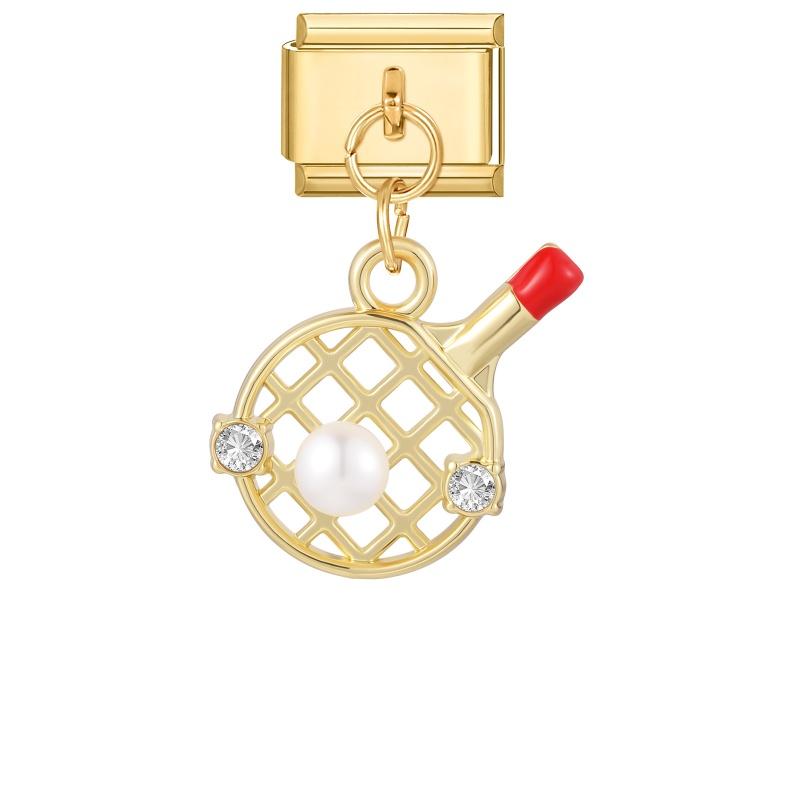 New Vintage Golden Pendant Charm Cat Butterfly Star Tennis Racket Bow Links Fit 9MM Stainless Steel Bracelet Women DIY Making