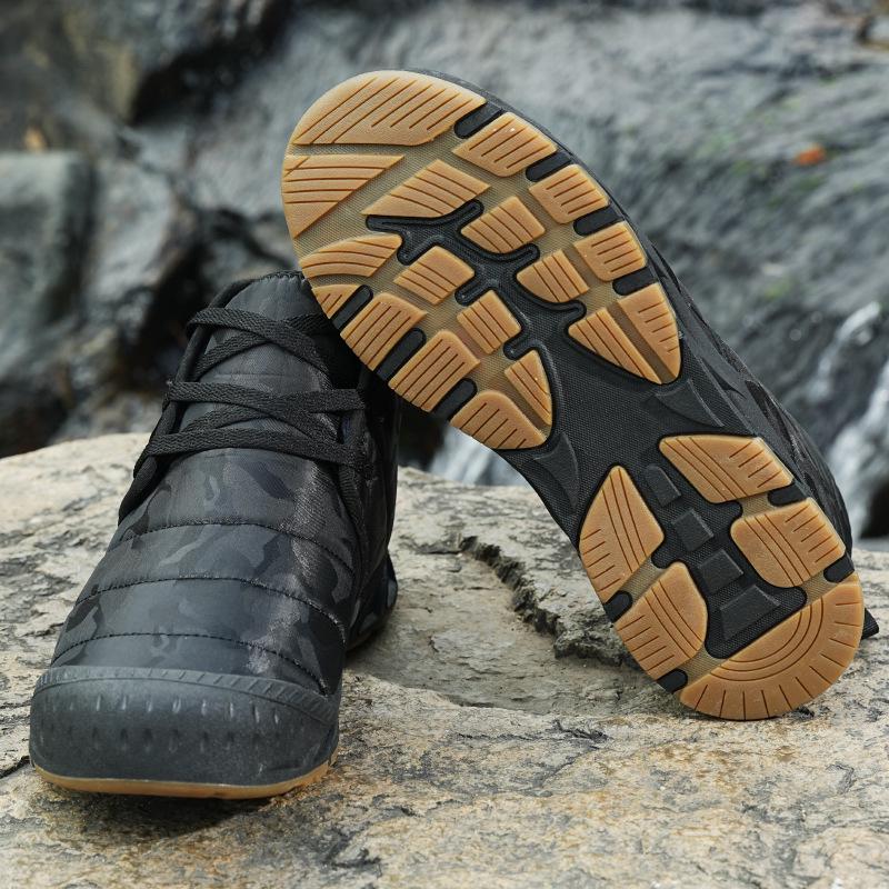 Men's High-Top Camouflage Waterproof Snow Boots - Non-Slip Outdoor Velvet-Lined Casual Cotton Shoes