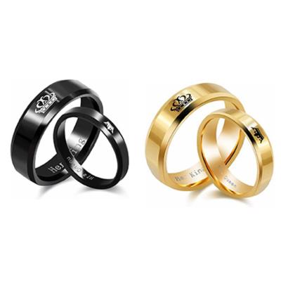 New Fashion Stainless Steel Couple Rings Her King His Queen Beveled Crown Lover's Ring Unisex Matching Rings