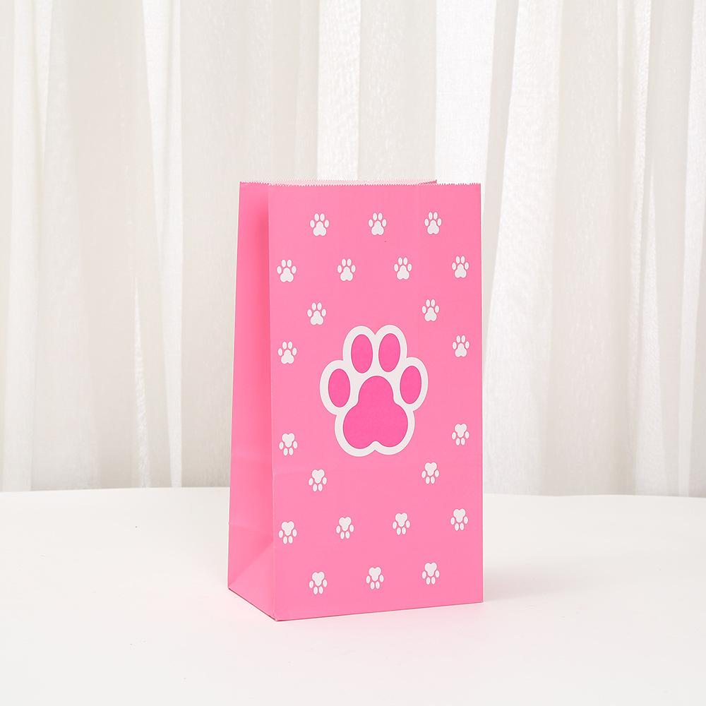 12/30pcs Paw Print Paper Bags Recyclable Pet Party Gift Bags for Children's Birthday Party Treats Return Favors Classroom Events