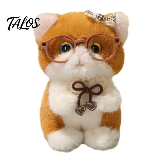 Soft Stuffed Animal Keychain Cute Plush Kitten Pendant with Glasses And Tie, Plushie Gift for Girls Backpacks Keys, Decorative Hanging Kids