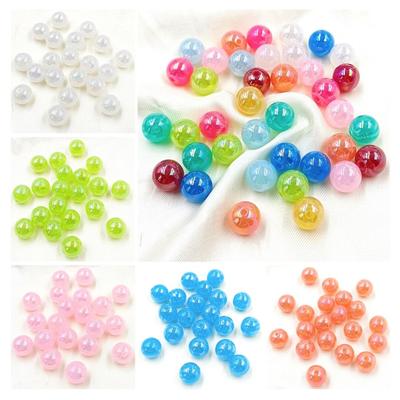 10pcs AB Magic Jelly Color Round Beads Fashion Pendant Handmade Accessories DIY Hairpin Material Necklace Bracelet Jewelry Making