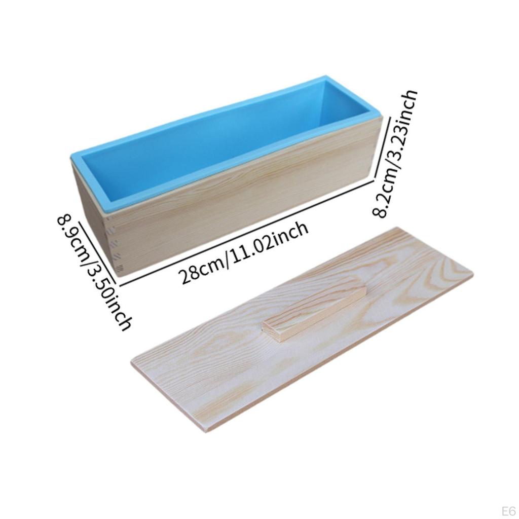 Rechteckige handgemachte Seifengussform mit Holzkiste und Deckel für Kerzen Selbstgemacht