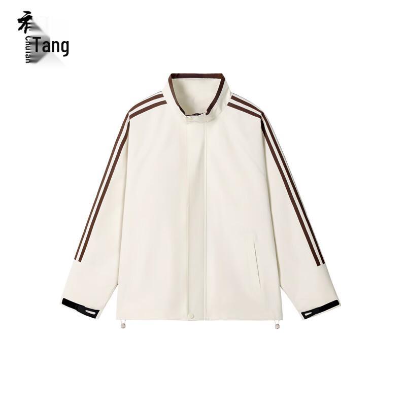 Men's Retro Striped Stand-Up Collar Jacket