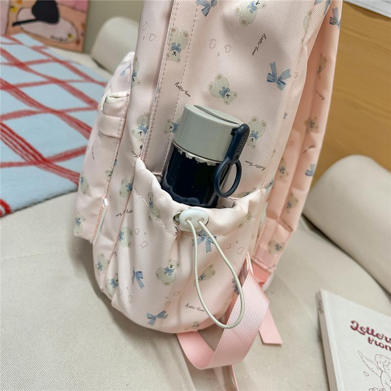 Niedlicher Rucksack mit Bärenaufdruck für Damen und Mädchen, Modischer Tagesrucksack für Schule und Reisen mit mehreren Taschen
