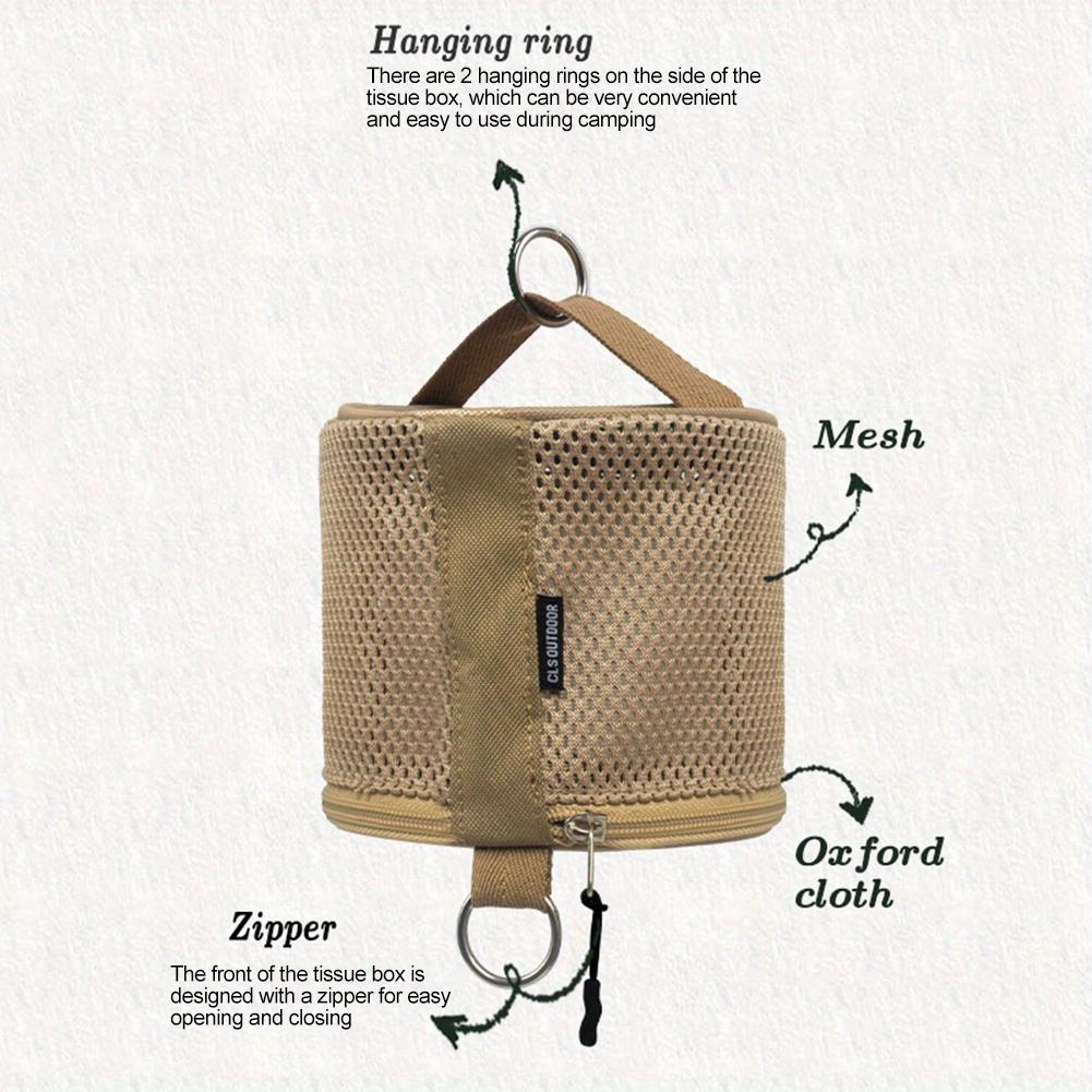 1PC Portable Outdoor Camping Tissue Case with Hook Hanging Napkin Holder Toilet Paper Storage Box for Picnic Hiking Camping